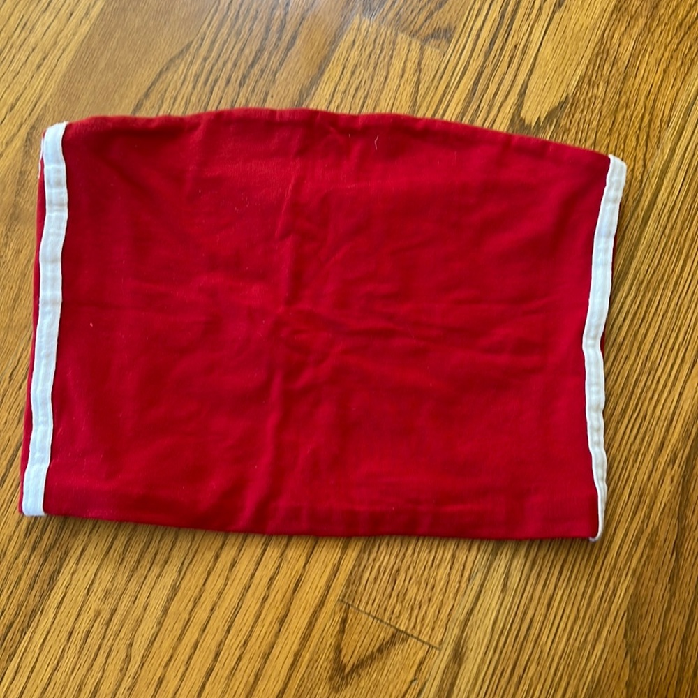Super cropped red and white striped tube top brandy Melville